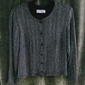 NWOT- size US 18 to 20 Black & Multi-Color Glittery Wave Button Down- see video!